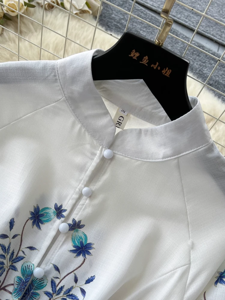 Abito da sera elegante palazzo vintage francese da donna con bottoni allacciati stampa abito da festa lungo femminile casual chic abbigliamento da festival nuovo