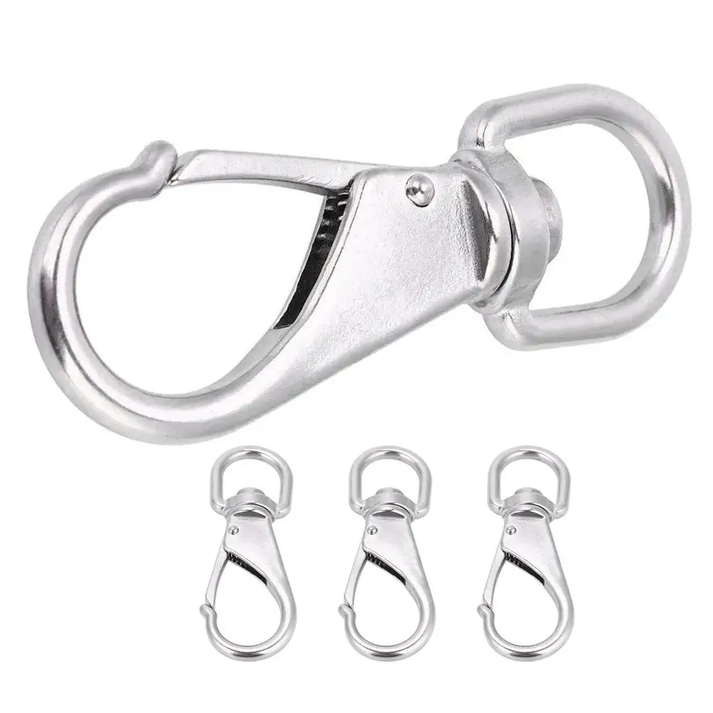 

4 Pcs Rotary Buckle Swivel Eye Snap Hook Diving Stainless Steel Cable Hooks 304