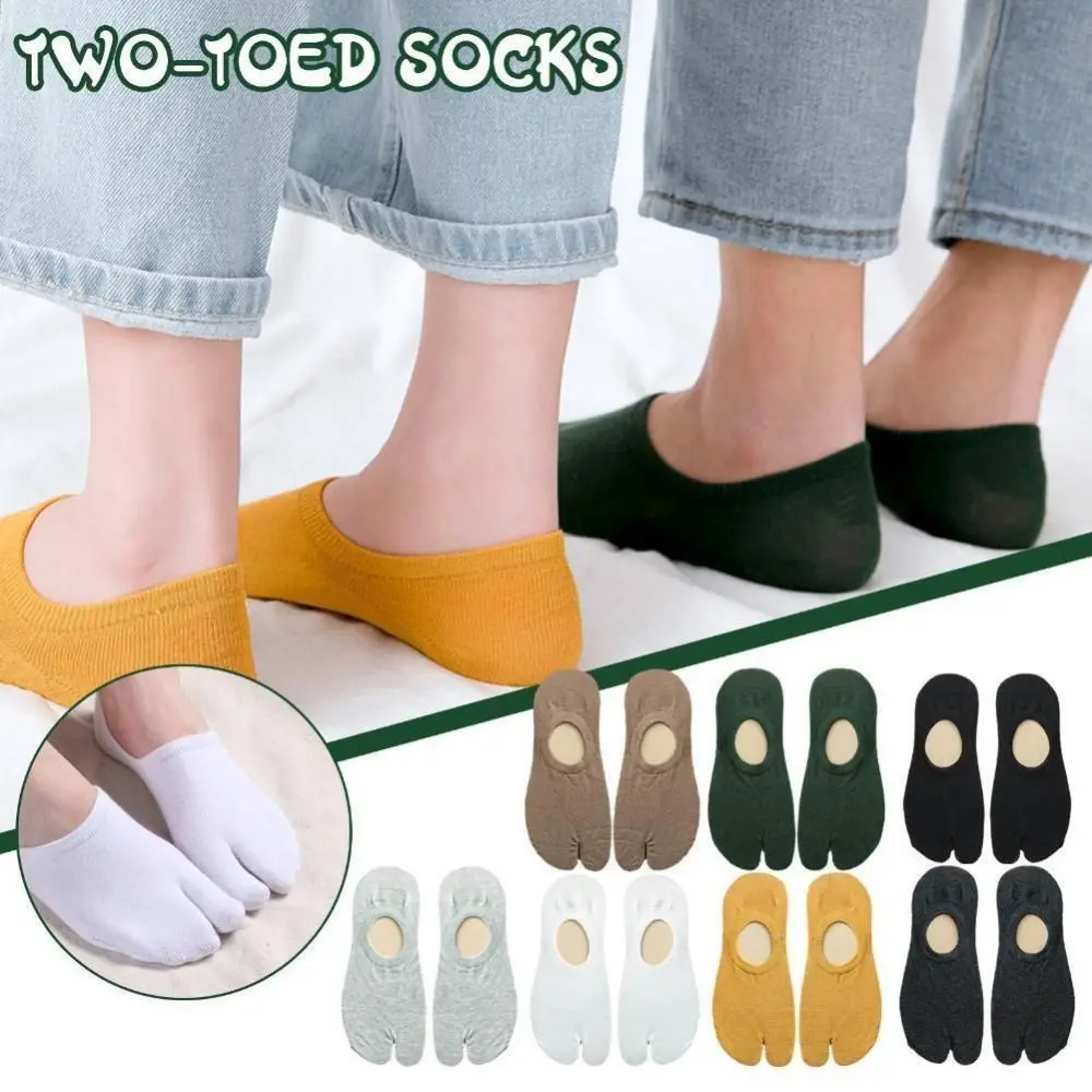 

Simple Cotton Two-Toed Socks Comfortable Breathable Boat Socks Low Cut Flip Flop Socks Unisex