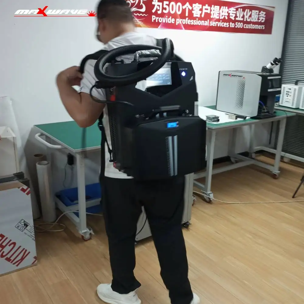 

High Efficiency Portable Backpack Laser Cleaning Machine 100W 200W 300W for Oil Stain Cleaning Metal Rust Removing