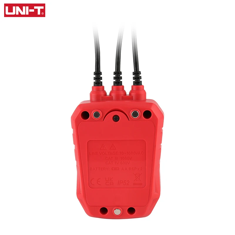 UNI-T Non-Contact Three Phase Detector UT262E Rotation Tester Phase Sequencer Breaker Finder 70V-1000V AC LED Buzzer Indication