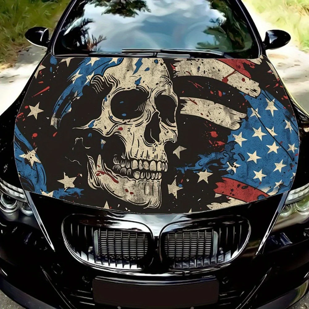 ملصقات غطاء السيارة مطبوعة على شكل جمجمة لامعة على شكل نجمة، ملصقات فينيل للسيارة ذاتية اللصق مقاومة للماء، عصا حماية لتزيين السيارة #1