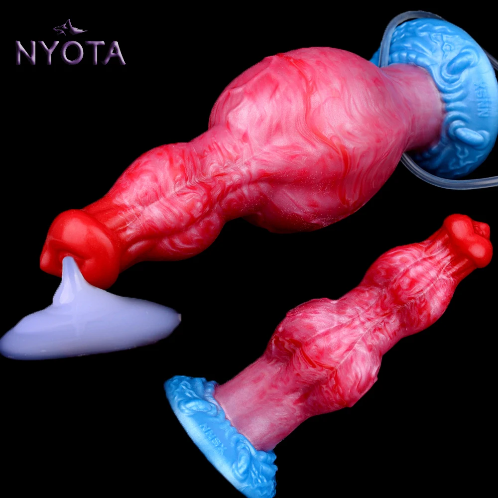 NYOTA-consolador inflable con nudo de perro, masturbador de fantasía para pene, pene de silicona suave, coqueteo, Juguetes sexuales para adultos