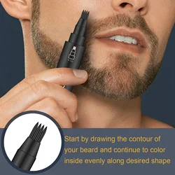 Pluma de relleno de barba impermeable para hombres, pluma para colorear bigote, potenciador de relleno de cabello de fibra negra