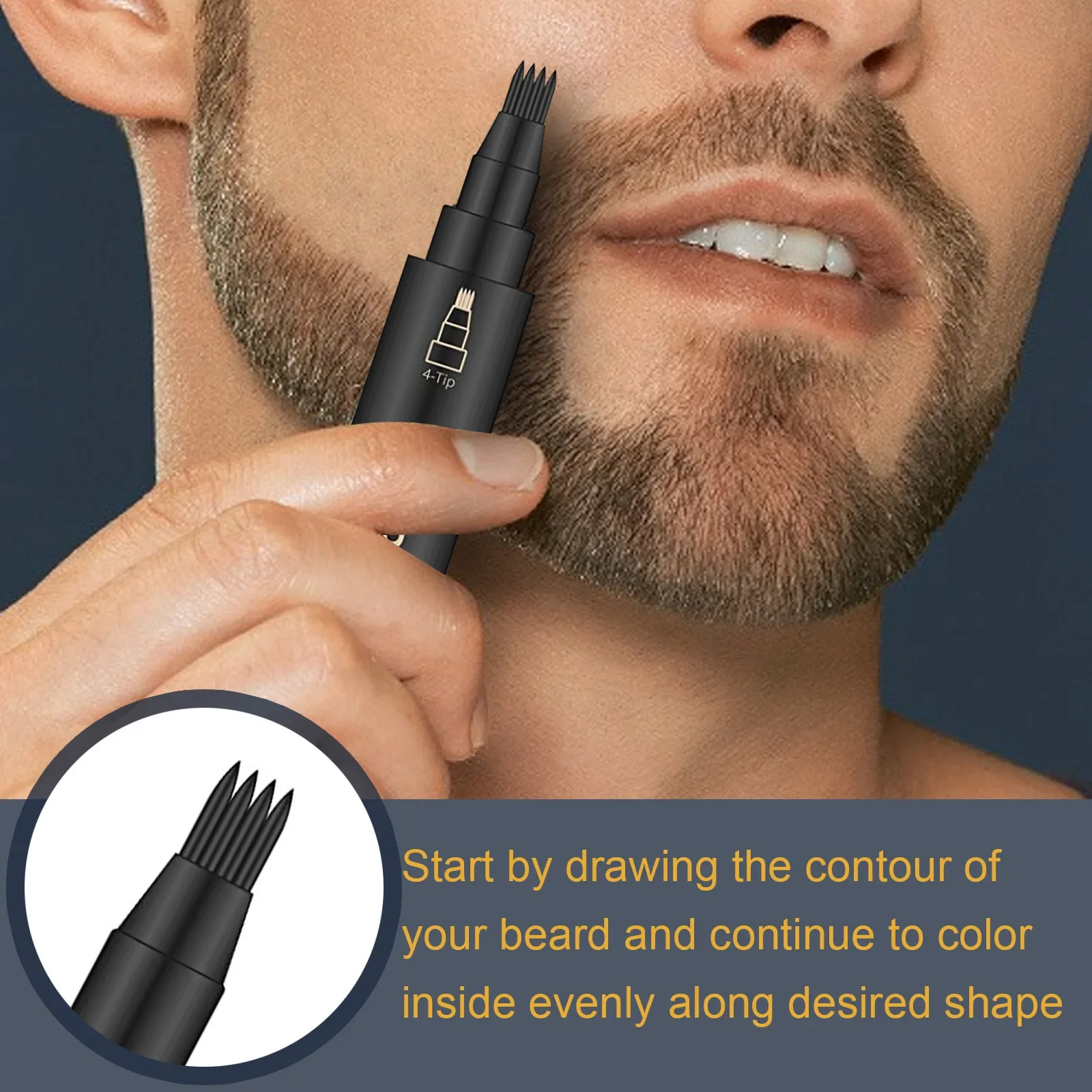 Beard Pen Filler Men Waterproof Moustache Coloring Pen Beard Coloring Filling Enhancer Black Fiber Hair Beard Stuffing