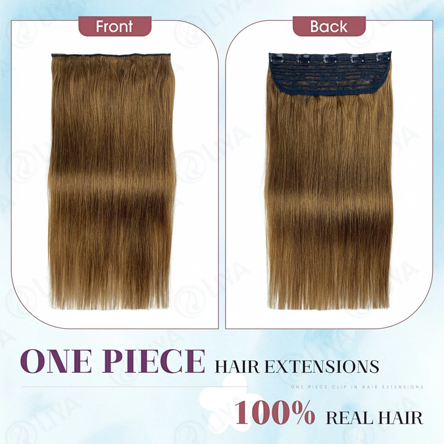 حريري مستقيم قطعة واحدة كليب في وصلات الشعر 100% الشعر البشري 5 مقاطع 3/4 مشبك للرأس الكامل في وصلات شعر بشرية للنساء