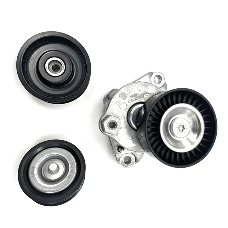 

For M272 M273 Engine Drive Belt Tensioner Assembly & 2 Idler Wheels A2722000270 A2722021019 A2722021419