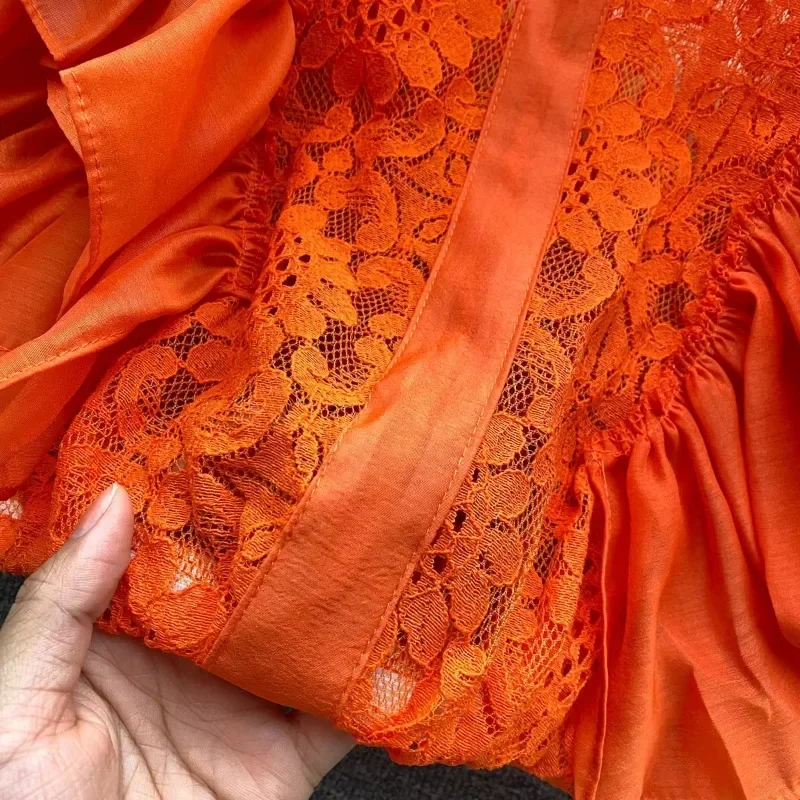 빈티지 엘레강스 레이스 페탈 슬리브 블라우스 프렌치 홀 아웃 훅 플라워 셔츠 캐주얼 시크 탑 페어리 여름 여성 의류 2025