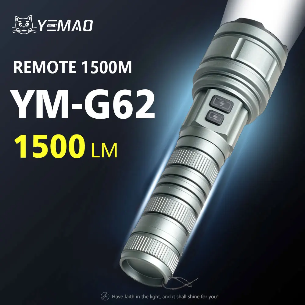 

YEMAO 1300LM Dual-Mode G620 Flashlight, Aluminum Zoom Light 21700/18650 for Camping, Angling & Power Outages