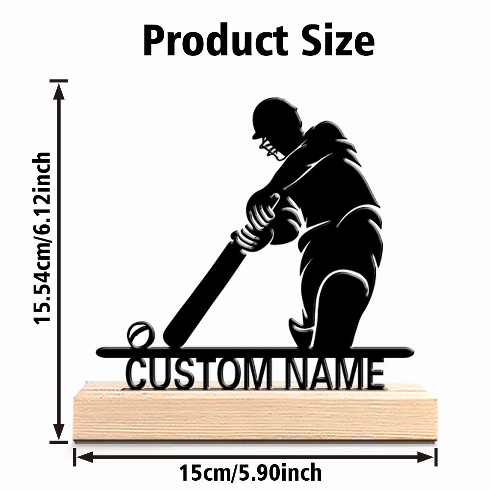 1pc Stylish Personalized Custom Baseball Metal Statues Adventure-Themed Gift with Wooden Base Perfect for Campers Hikers Outdoor