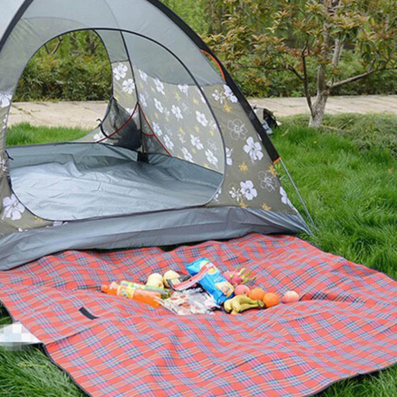 Foldable Portable Picnic Mat Camping Tent Grassland Mat Waterproof Moistureproof Plaid Blanket Hiking Travel Mat Sleeping Pad