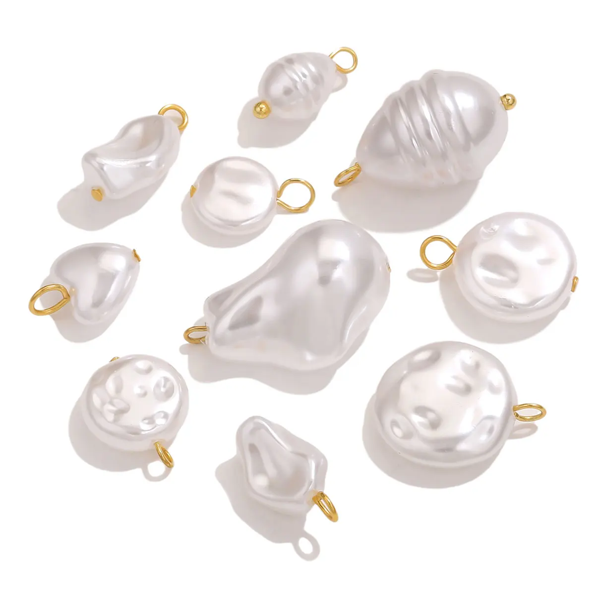 10 Stück handgemachte Imitationsperle Anhänger Charm Edelstahl Halskette Ohrringe Anhänger Anschlüsse Diy Schmuckherstellung Zubehör