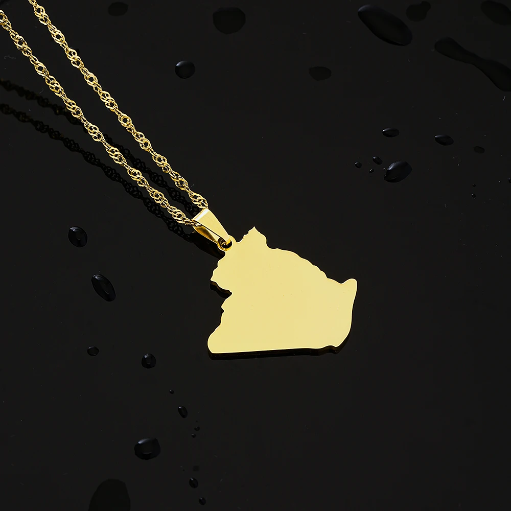 Afrika Algerien Karte Stadt Anhänger Halskette Edelstahl Männer Frauen Ethnische Karten Schmuck Afrikanisches Geschenk – Detail 10