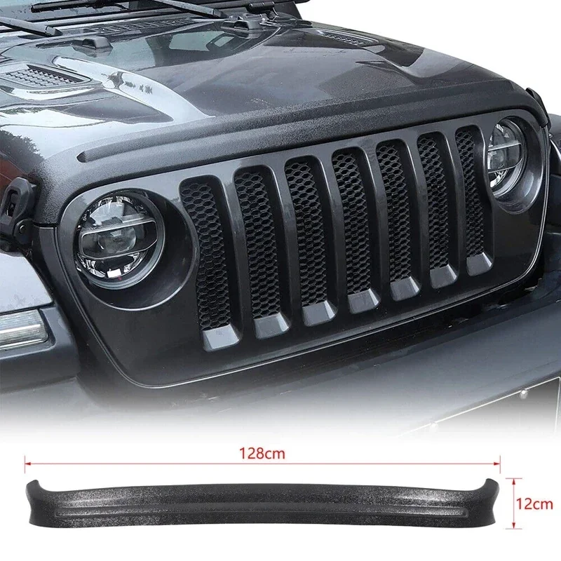 Car Hood Front Cover Bezel Guard Hood Air Deflector Shield Black Fit for Wrangler JL JLU JT 2018 2019 2020 2021 2022