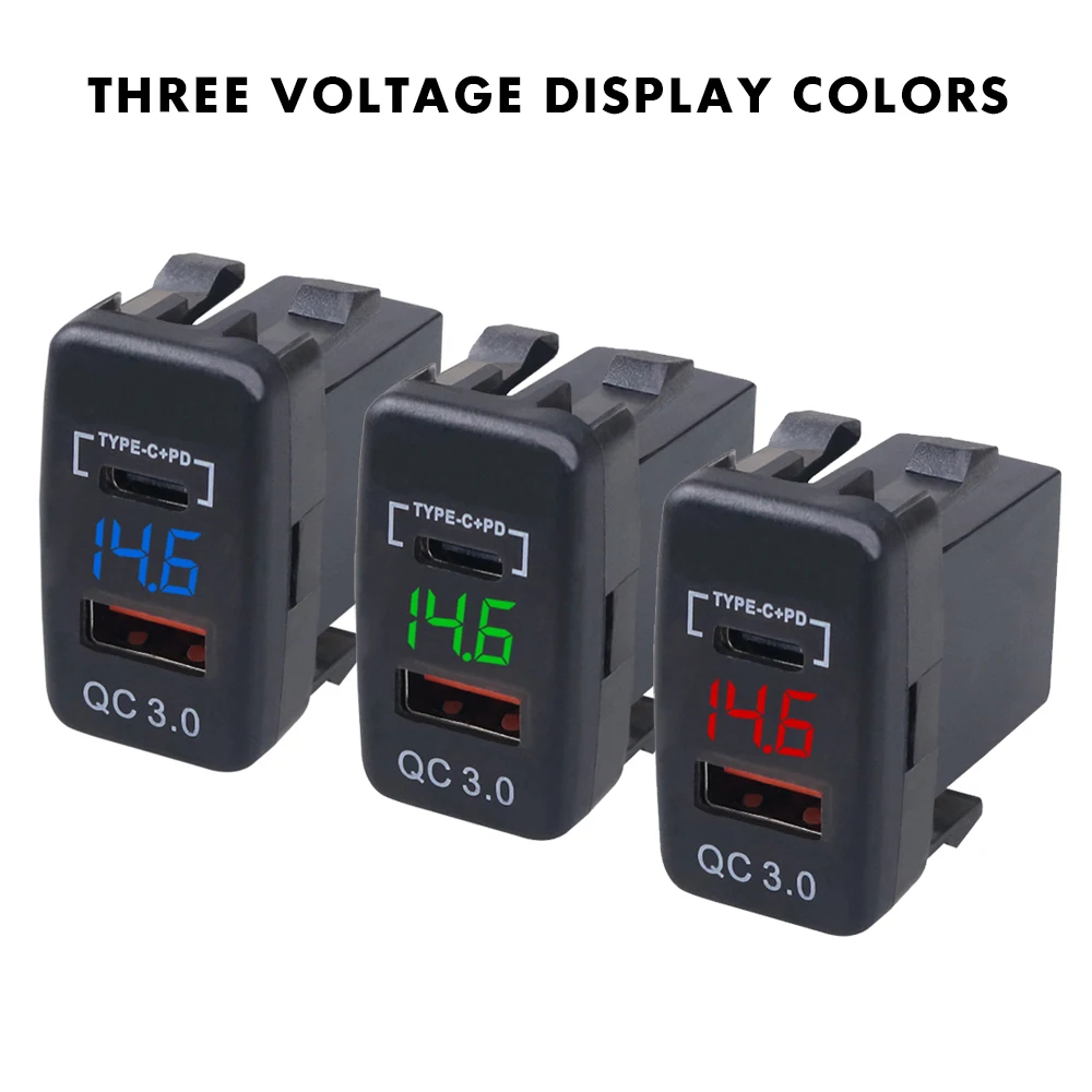 

USB Car Charger Socket Quick Charge 3.0 & PD USB C Port Power Outlet Adapter for 12V/24V Toyota Vehicles