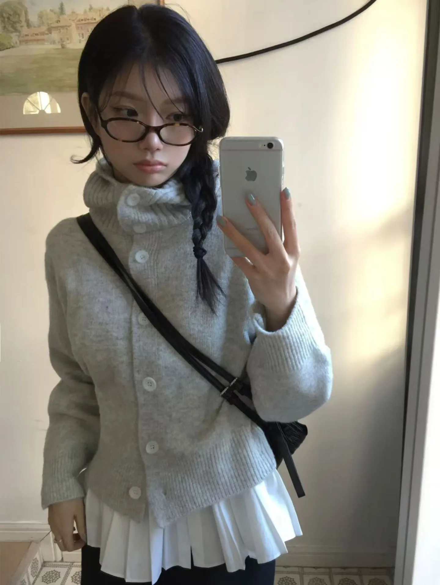 

Ретро-кардиган в корейском стиле с одной пуговицей, вязаный, свободного кроя, для блогеров, комфортный, теплый