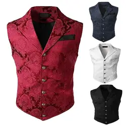 Men Suit Vest V neck Printed Pattern Groom Wedding Waistcoat Sleek Men Suit Vest Formal Dress Jacket Waistcoat Workwear