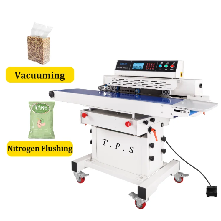 

280Q Horizontal Sealing Machine Auto Control Vacuum Sealer Nitrogen Gas Flushing Continuous Band Sealer with Printing