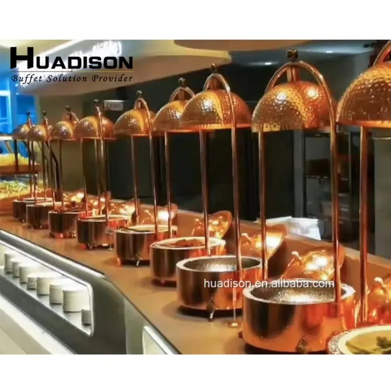 Huadison Hotel Supplies Shafing Dish Hang Rose Gold Chafing Dish De Lux Buffet Hanging Chafing Dish For Catering