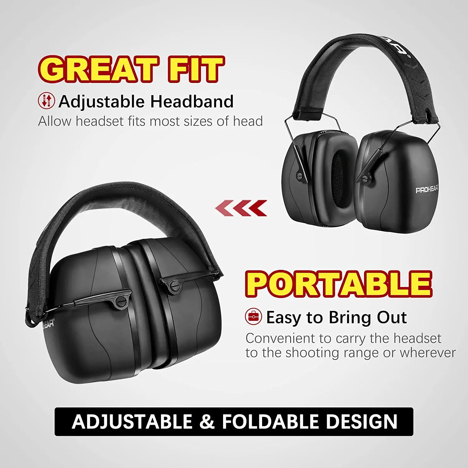 ZOHAN Hearing Protection Safety Earmuffs Shooting Passive Ear Protector for Gun Range Hunting Mowing anti-noise Earmuff NRR 30db