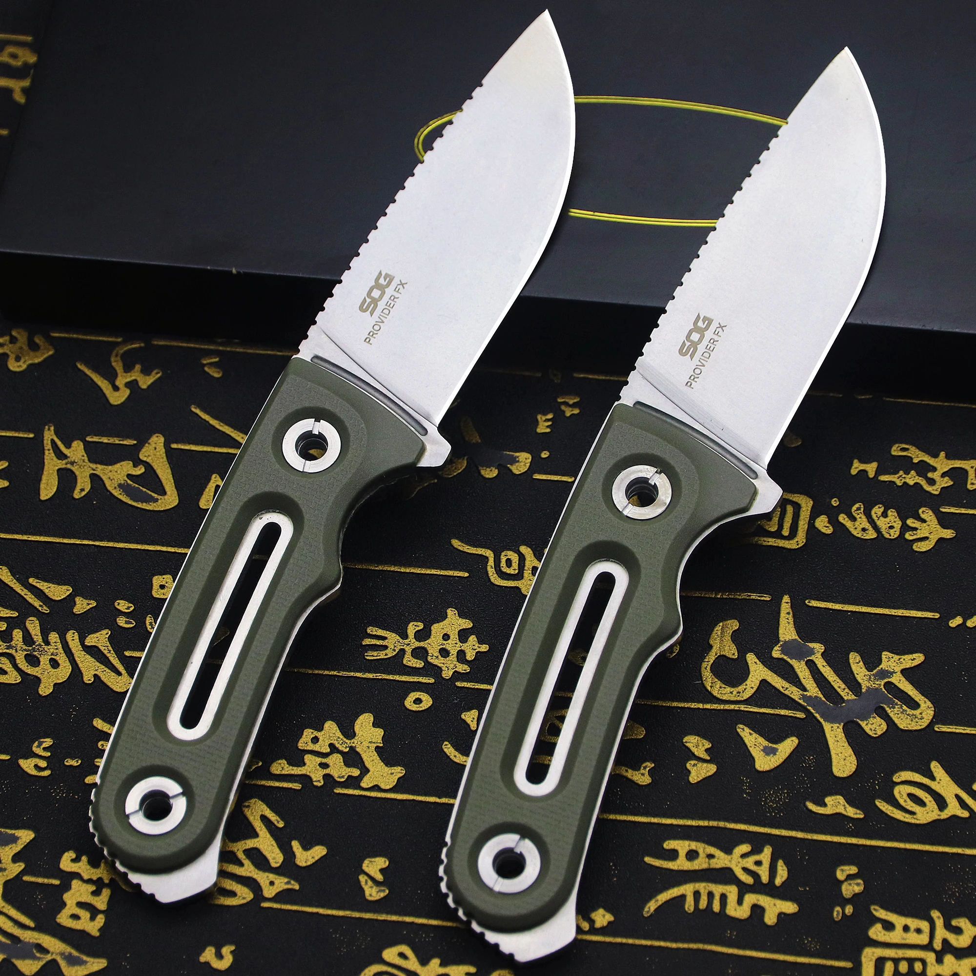 U.S.A  DC53 steel All Tang One fixed camping knife, outdoor survival adventure EDC tool knife, jungle hunting knife