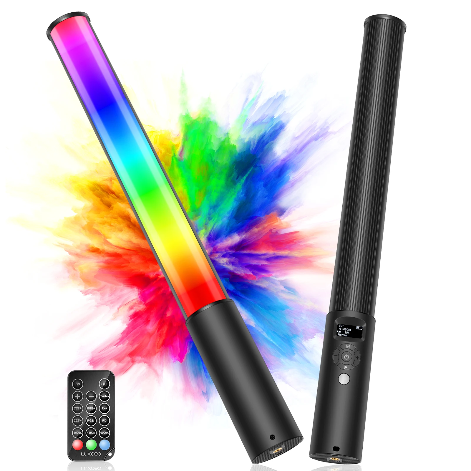 

LUXCEO Handheld RGB light Stick Wand LED Video lighting Colorful CRI 95+ Shooting Photography Studio Lamp P400S