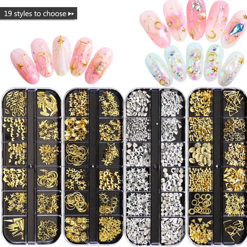 New Nail Art Decorations 3D Crystal AB Rhinestone Nail Stones Gems Pearl DIY Gold Silver Rivet Nails Jewelry Accessories