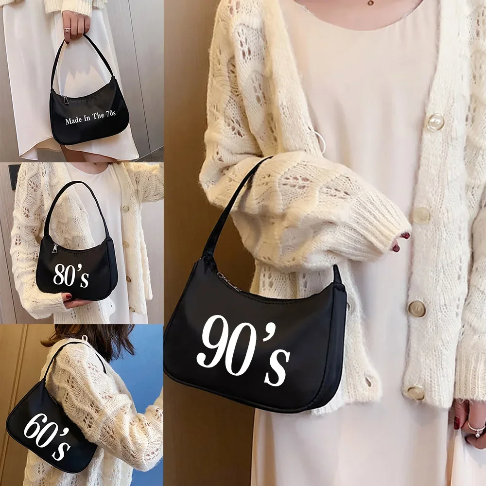 

Women Bags Armpit Shoulder Bag Small Shoulder Purse Underarm Bags Clutch Women Hobos 90s Text Pattern Handbags