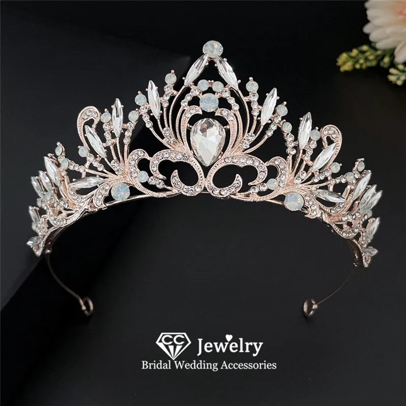 

CC Vintage Crowns Women Hair Accessories Wedding Hairwear Bridal Headdress Engagement Jewelry Water Drop Shape Diadems YQ168