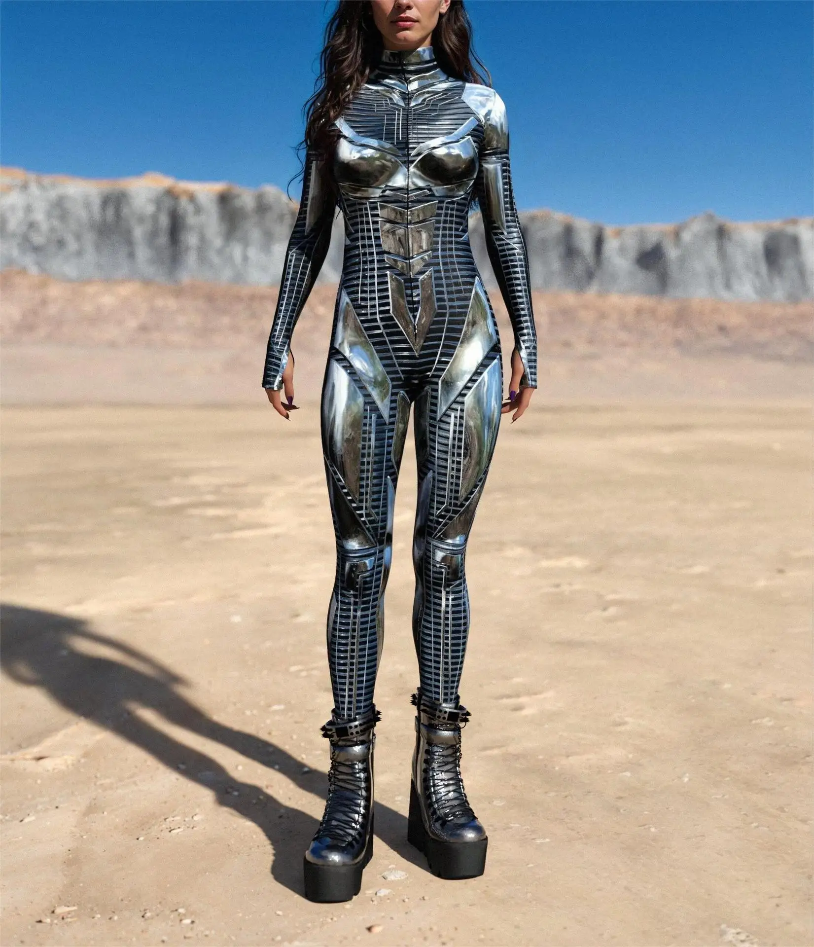 Bunte Punk-Regenbogen-Bodysuits für Halloween, Feiertagspartys, Cosplay, Elastisches Kostüm, Jumpsuit, Romper, Damen-Aerial-Yoga-Anzug, Zentai – Detail 6