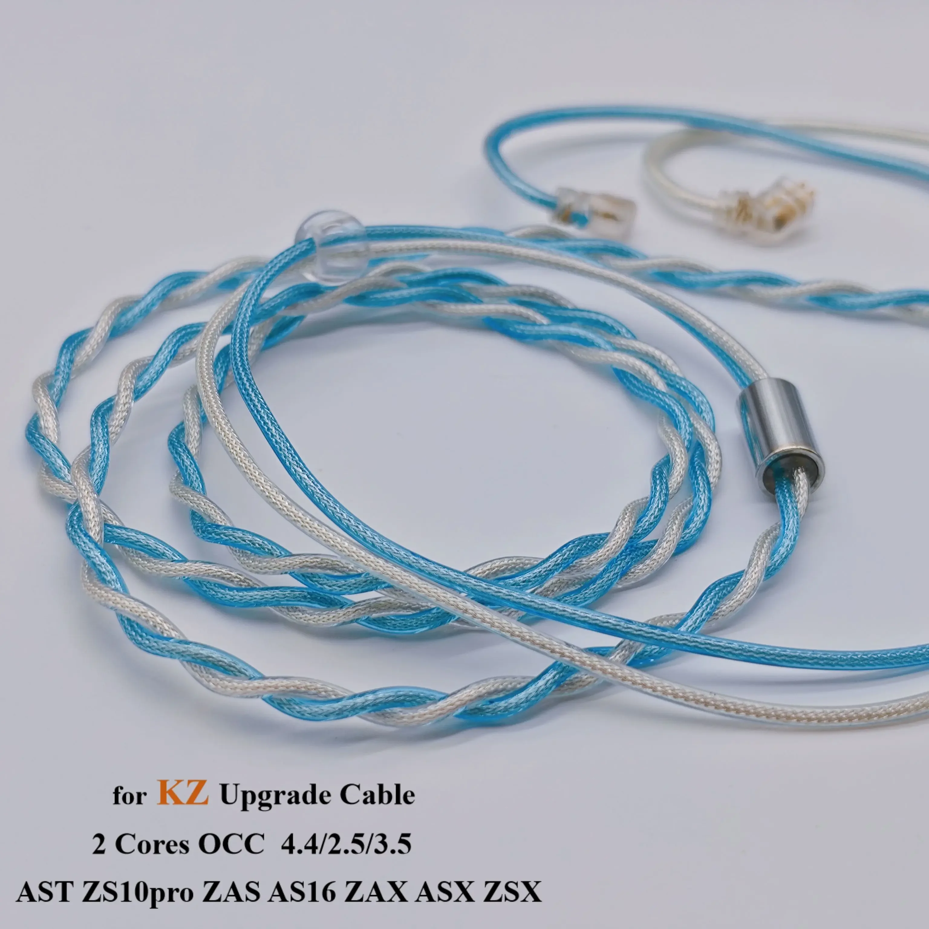 2-core cable for KZ AST zs10pro Zas as16 Zax ASX ZSX earphones, earphones, silver plated upgrade, 2.5, 4.4 Balance