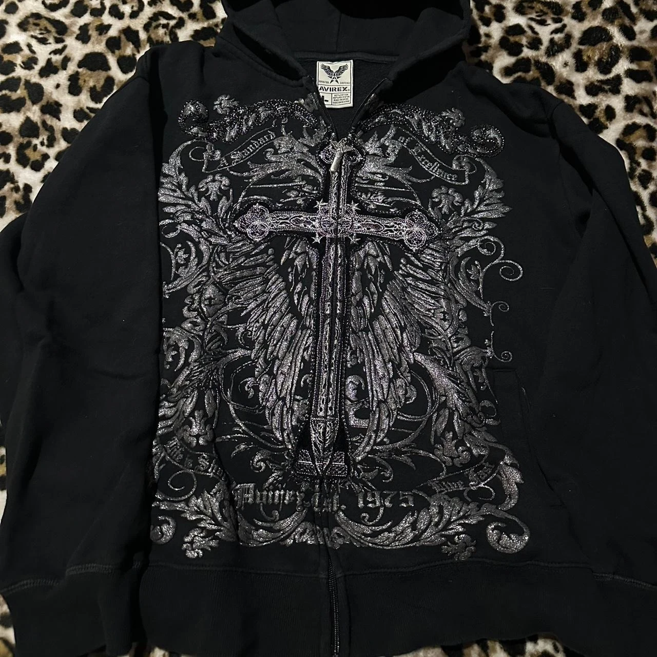 

Темная куртка с капюшоном Pioneer AVIREX с перекрестными крыльями, серебряная модная толстовка High Street