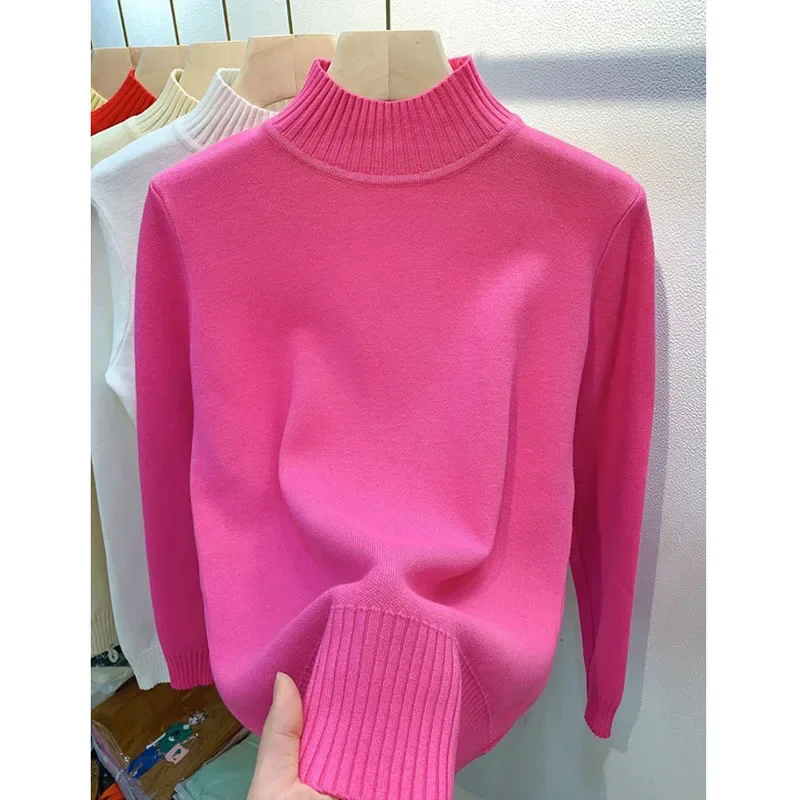 Lucyever Turtleneck Sweaters Women Autumn Winter Thicken Warm Knitted Pullovers Female Casual Loose Solid Color Cashmere Jumpers