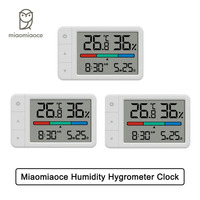Miaomiaoce Thermometer Mini Humidity Hygrometer Clock Date LCD Display High Precision Sensors for Home 12H/24H System Adjustable