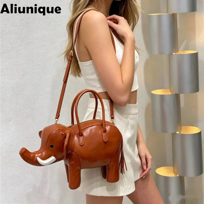 Aliunique Creative Shoulder Handbag Luxury Designer Women Purse PU Leather Handbags Funny Shape Messenger Bag Elephant Shape