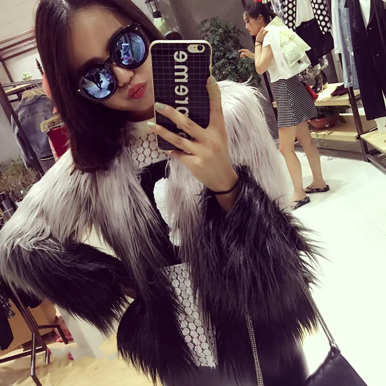Carat Lovers Gao Wen Dilizheba Star with The Same Imitation Fur Women's Washed Long Hair Gradual Change Coat Jacket