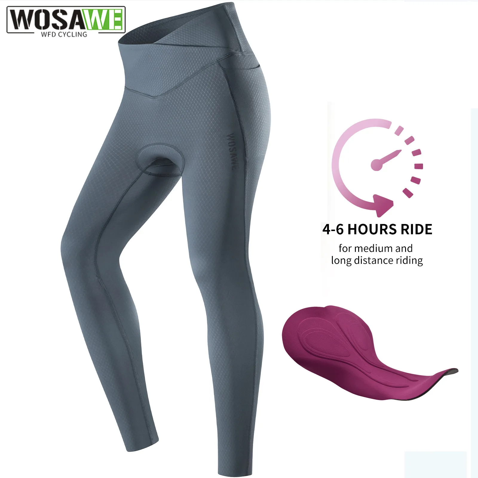 

WOSAWE Women's Cycling Tights Long Padded Pant Bicycle Riding Tights Leggings with Side Pockets MTB Mountain Biking Pants