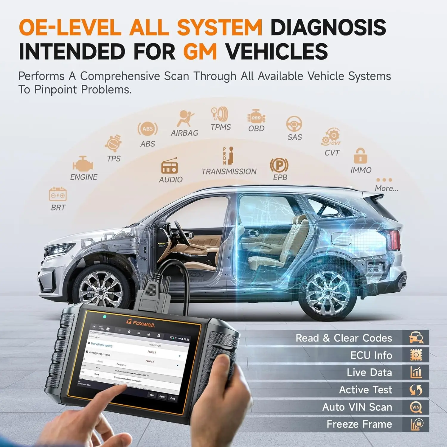 FOXWELL NT710 Fit for GM Chevrolet Buick Full System Diagnosis All Resets Car Scanner Diagnostic Tool Bi-Directional Scan Tool