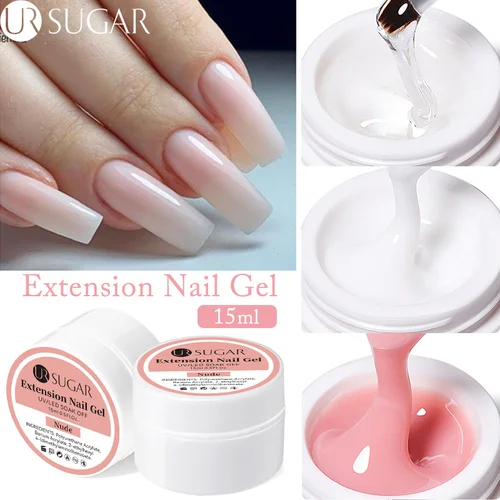 UR SUGAR 15ml extensión de Gel de uñas gelatina rosa blanco claro Gel duro extensión UV Gel para uñas dedo francés arte de uñas DIY manicura