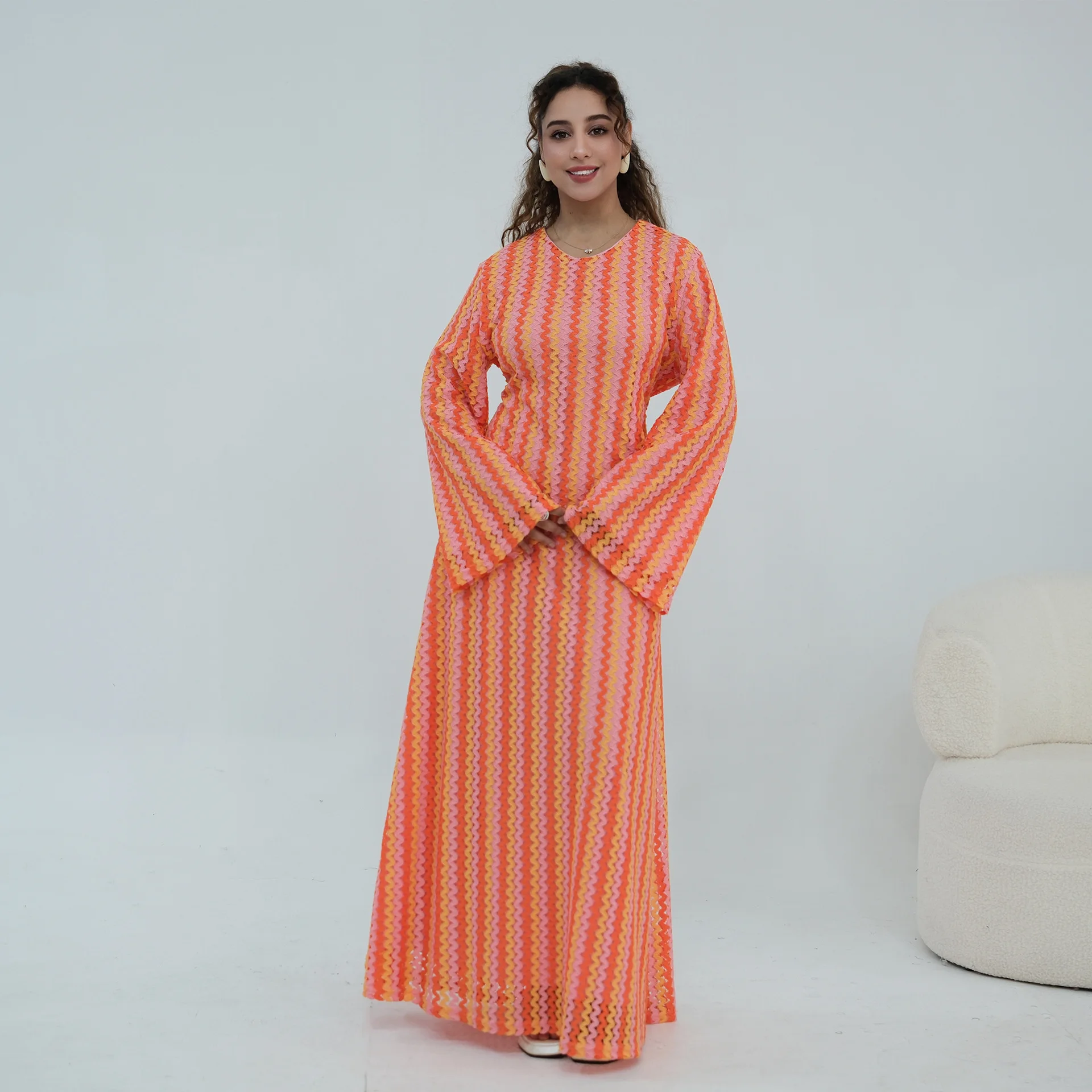 Dresses Print Abaya Women Eid Muslim Double Dress Kaftan Dubai Jalabiya Ramadan Morocco Abayas Islam Vestidos Arab Long Robe