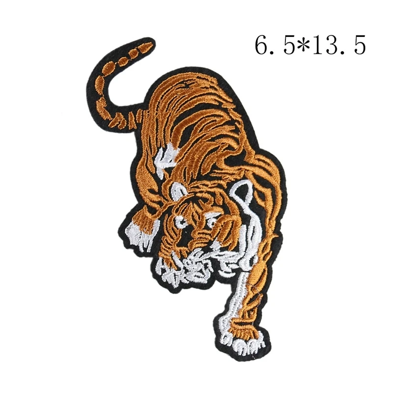 Large size domineering tiger embroidery sequin patch men\'s clothing coat badge Iron-on clothes hole sewing decoration