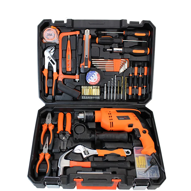 various styles of hardware power combination kit screwdriver wrench saw impact drill pliers toolbox kit