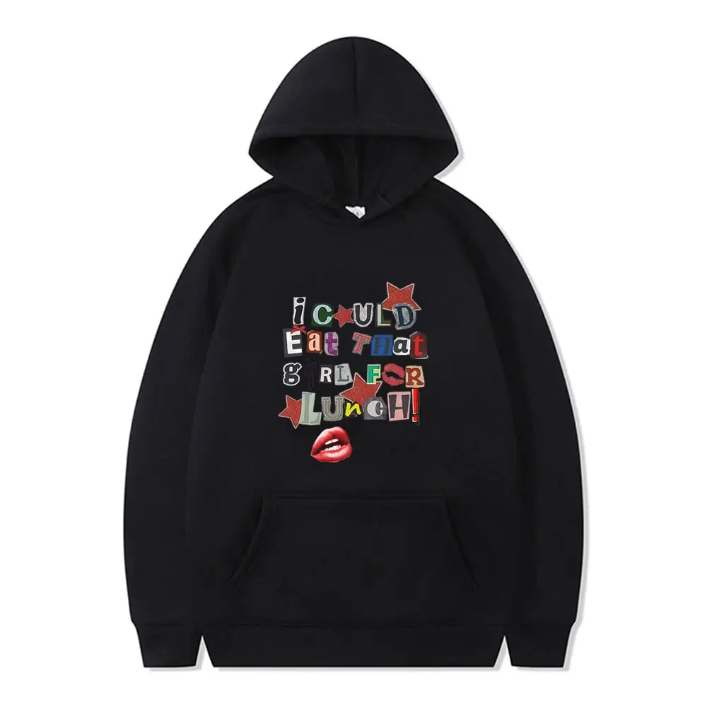 

Hit Me Hard and Soft I Could Eat That Girl for Lunch Same Style Print Hoodie Men Women Fashion Pop Music Oversized Sweatshirt
