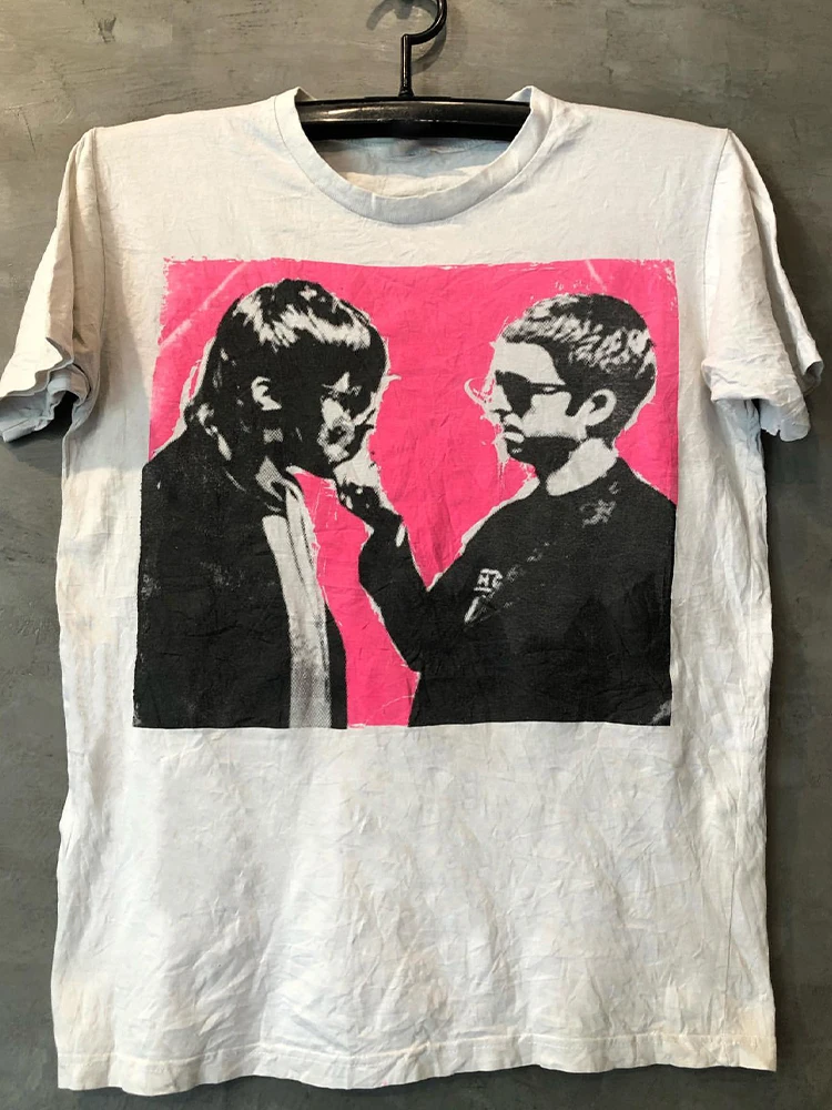 

Summer Oasis Oasis Band Street Hip Hop Hiphop Portrait Printed Short Sleeve T-Shirt Men's and Women's Loose Texture Half Sleeve