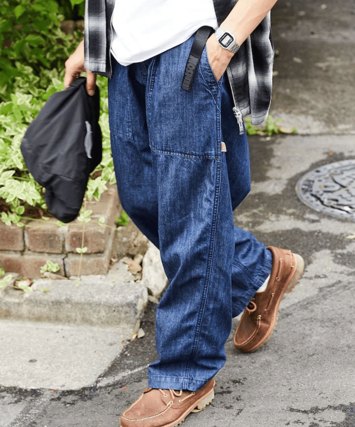 24ss New FS Outdoor Overalls Loose Straight Waist of Trousers Pull-belt Washed Pure Cotton Jeans Men's and Women's Casual Pants