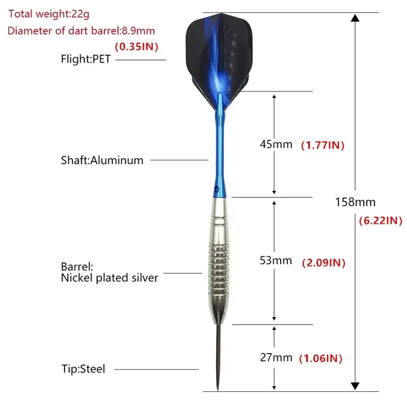 3pcs/set Of 22g Torpedo Silver Dart Needle Blue Aluminum Rod Blue Aurora Wing Throwing Game Adult Training Entertainment