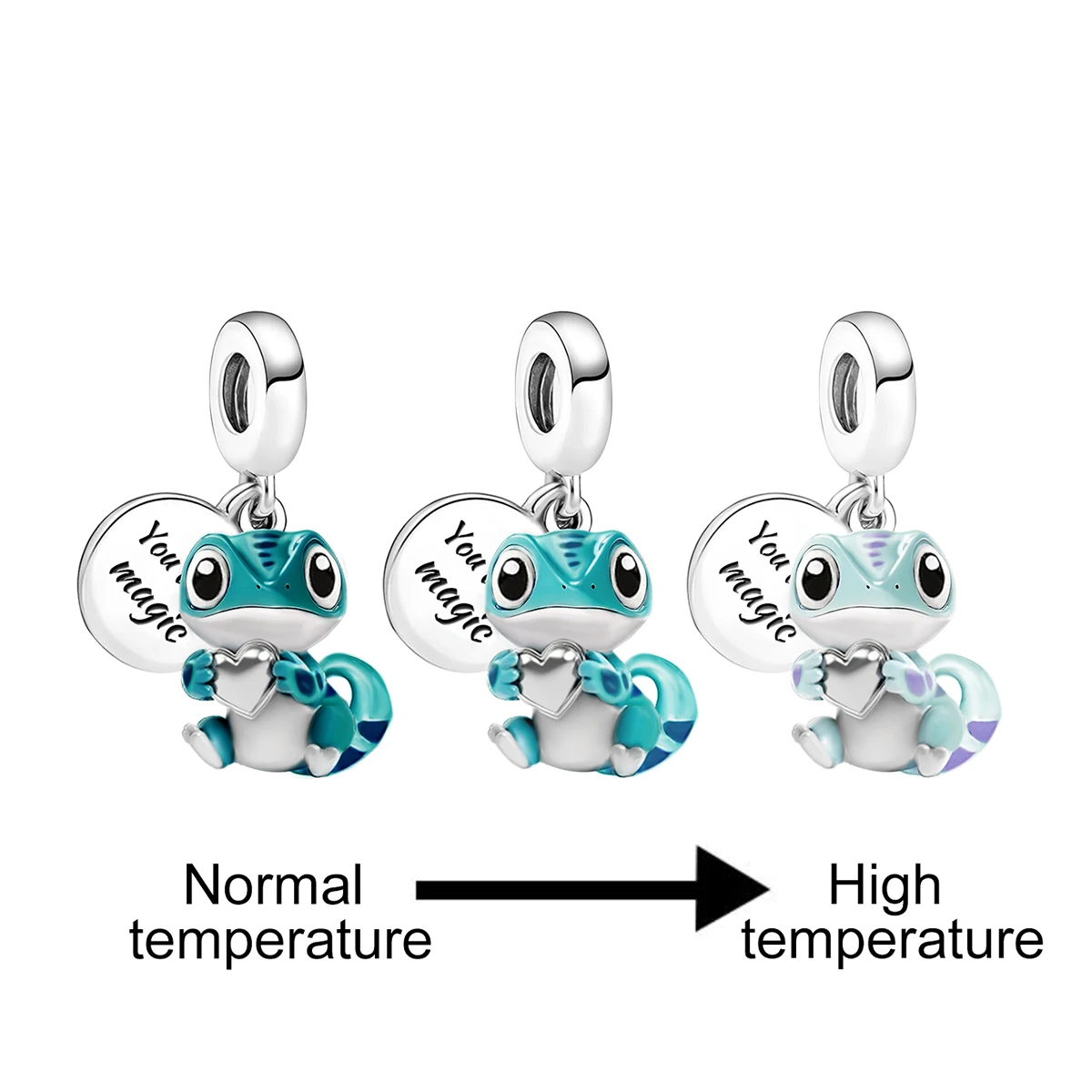 

925 Sterling Silver Lovely Cute Chameleon Charm Pendant for Bracelets DIY Women's High Quality personalized Fine Jewelry