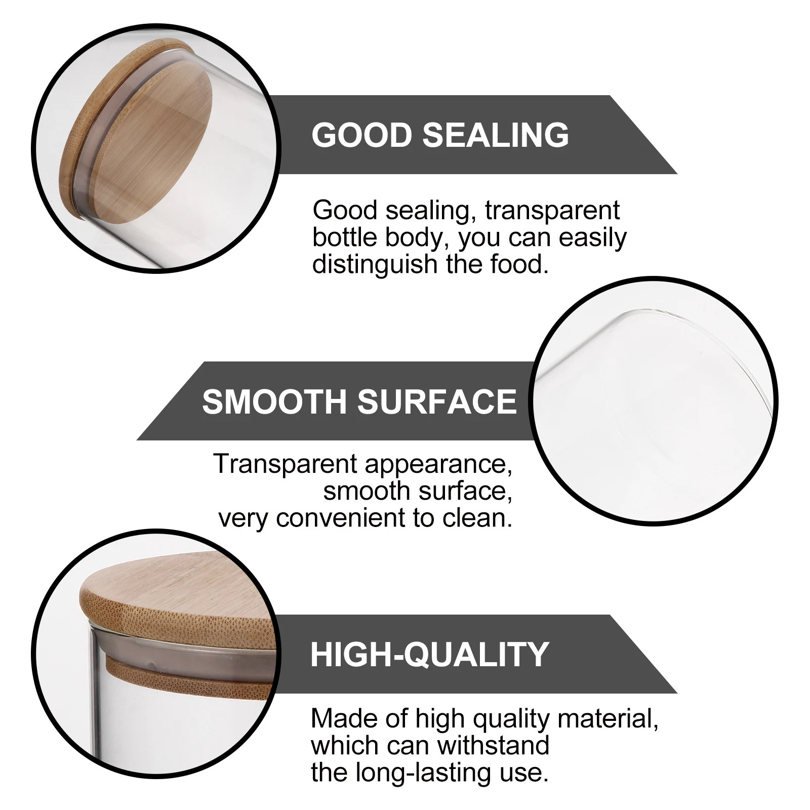 

Bamboo and Wood Lid Storage Tank Food Sealing Jar Sealed Container Glass Kitchen