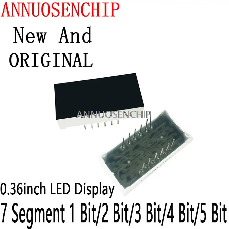 

5PCS 0.36Inch LED Display Digit Tube Common Cathode / Anode Digital 0.36 Inch 7 Segment 1 Bit/2 Bit/3 Bit/4 Bit/5 Bit