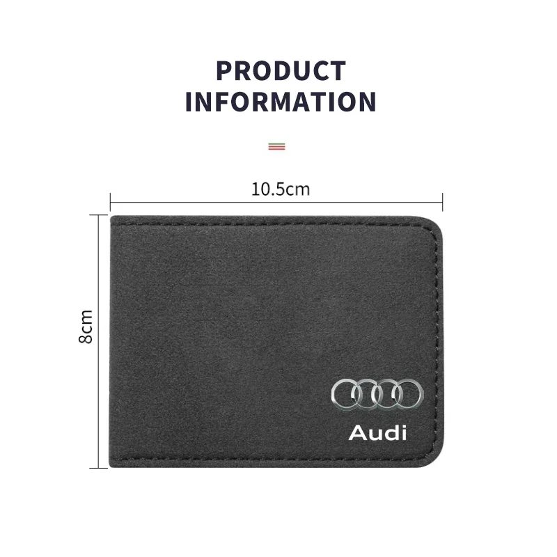 Auto Driver License Cover Suede Anti-Fur Car Driving Documents Case Credit Card Clips For Audi S A4 B5 B6 B7 B8 B9 A3 8P 8V 8L R